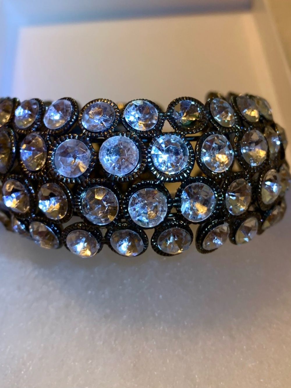 Rhinestone bracelet silver tone with